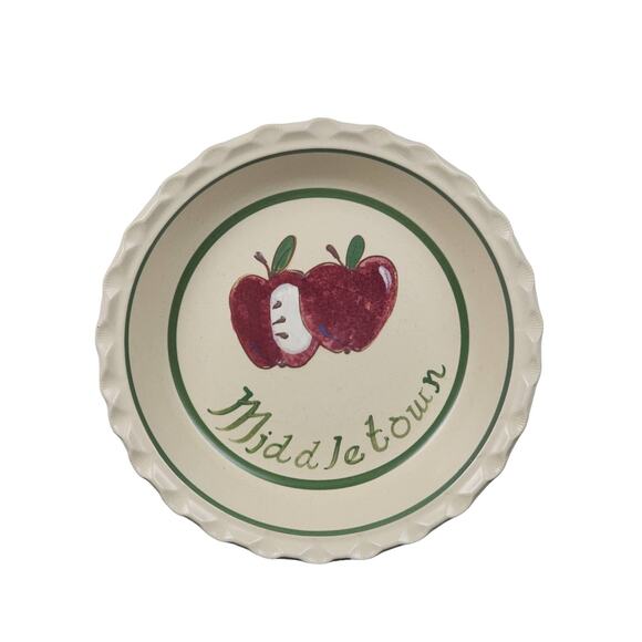 Apples & Middletown Decorative Ceramic Deep Dish 10.5" Collectors Pie Plate - Picture 1 of 7